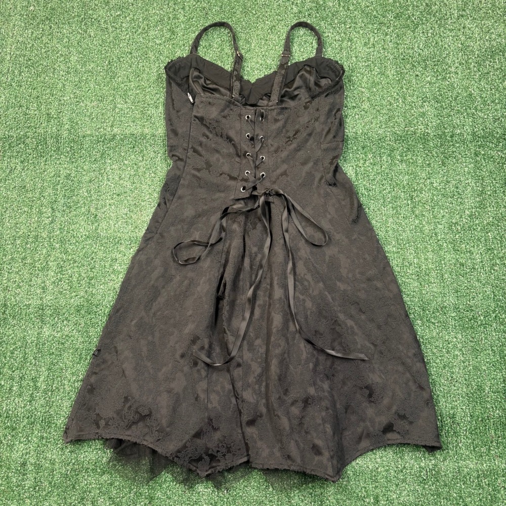 Y2K 2000's Royal Bones Daang Goodman Black Damask Corset Mini Dress